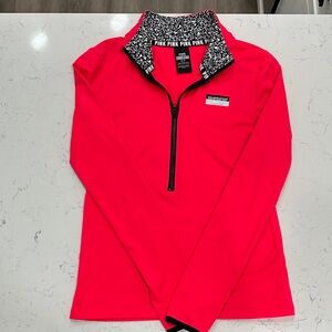 PINK Victoria's Secret Red Quarter-Zip with Patterned Collar